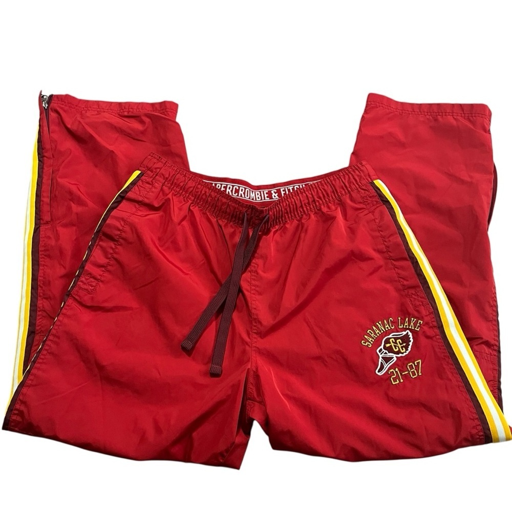 Vintage Abercrombie & Fitch Red Track Pants Saranac Lake Size Large Y2K 2000s